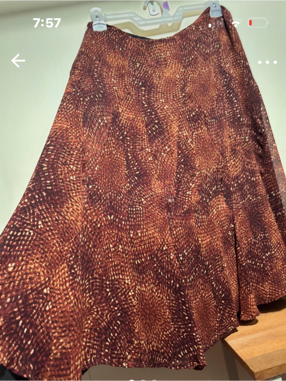 Jones New York Brown and Tan A-Line Patterned Midi Skirt